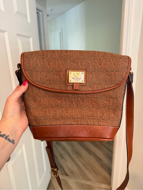 Handbags - Flori Vismano Made In Italy Monogram Crossbody Bag Brown Leather Trim Y2K